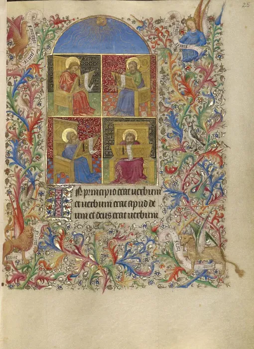 Framed Print : The Four Evangelists; Book of Hours, about 1420. Creator: Spitz Master Framed Print : The Four Evangelists; Book of Hours, about 1420. Creator: Spitz Master