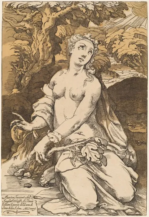 Framed Print : Eve, 1587. Creator: Andrea Andreani Framed Print : Eve, 1587. Creator: Andrea Andreani