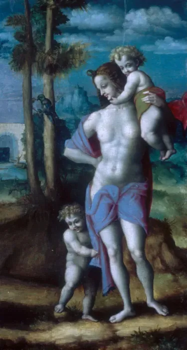 Framed Print : Eve with Cain and Abel, 1520s. Creator: Bacchiacca Framed Print : Eve with Cain and Abel, 1520s. Creator: Bacchiacca