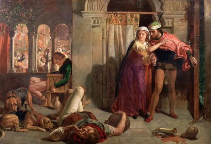 Framed Print : The Eve of St Agnes, 1848. Artist: William Holman Hunt Framed Print : The Eve of St Agnes, 1848. Artist: William Holman Hunt