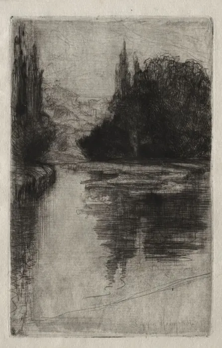Framed Print : Evening, 1864. Creator: Francis Seymour Haden (British, 1818-1910) Framed Print : Evening, 1864. Creator: Francis Seymour Haden (British, 1818-1910)