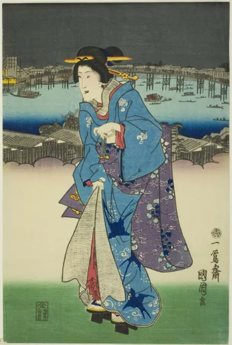 Framed Print : Evening Amusements at Ryogoku in the Eastern Capital (Toto Ryogoku yoasobi no zu), 1859 Framed Print : Evening Amusements at Ryogoku in the Eastern Capital (Toto Ryogoku yoasobi no zu), 1859