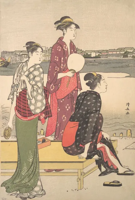 Framed Print : Evening on the Banks of the Sumida River. Creator: Torii Kiyonaga