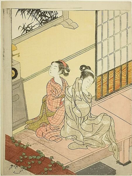 The Evening Bell of the Clock (Tokei no bansho), from the series 'Eight Views of the...', c. 1766. Creator: Suzuki Harunobu. The Evening Bell of the Clock (Tokei no bansho), from the series 'Eight Views of the...', c. 1766