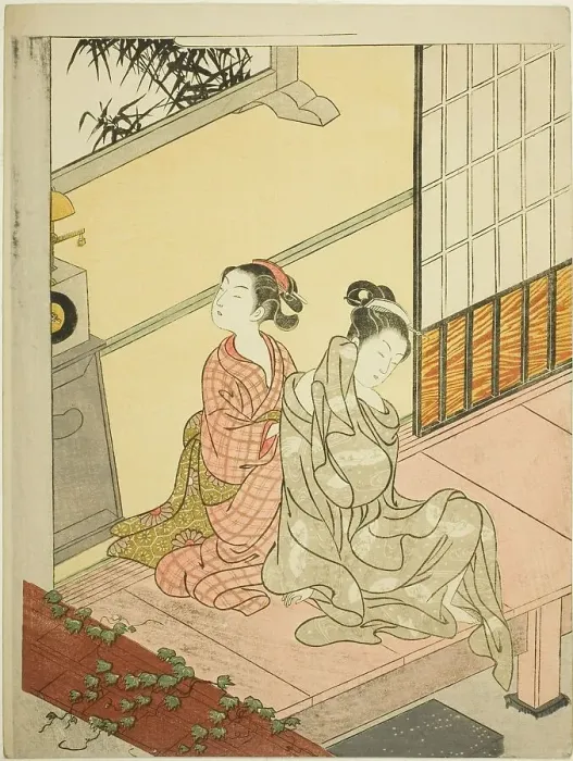 Framed Print : The Evening Bell of the Clock (Tokei no bansho), from the series Eight Views of the... c. 1766. Creator: Suzuki Harunobu. The Evening Bell of the Clock (Tokei no bansho), from the series Eight Views of the... c. 1766 Framed Print : The Evening Bell of the Clock (Tokei no bansho), from the series Eight Views of the... c. 1766. Creator: Suzuki Harunobu. The Evening Bell of the Clock (Tokei no bansho), from the series Eight Views of the... c. 1766