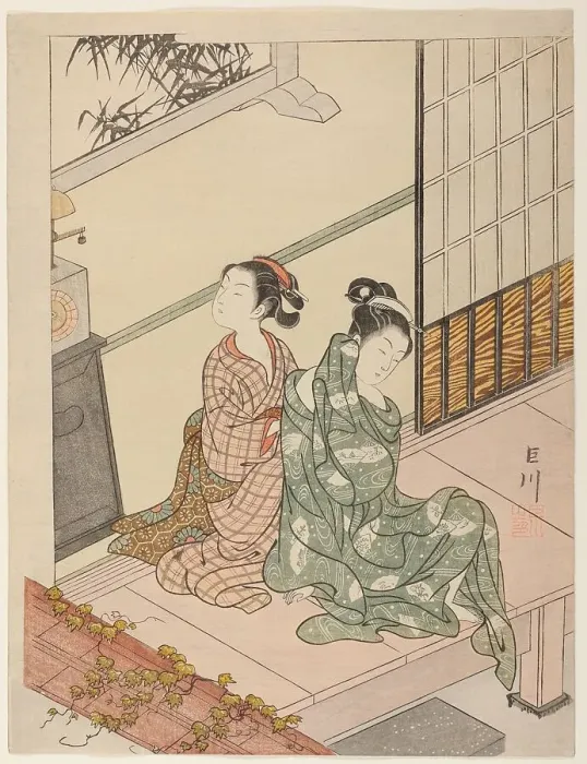 Framed Print : The Evening Bell of the Clock (Tokei no bansho), from the series Eight Views of the... c. 1766. Creator: Suzuki Harunobu. The Evening Bell of the Clock (Tokei no bansho), from the series Eight Views of the... c. 1766 Framed Print : The Evening Bell of the Clock (Tokei no bansho), from the series Eight Views of the... c. 1766. Creator: Suzuki Harunobu. The Evening Bell of the Clock (Tokei no bansho), from the series Eight Views of the... c. 1766