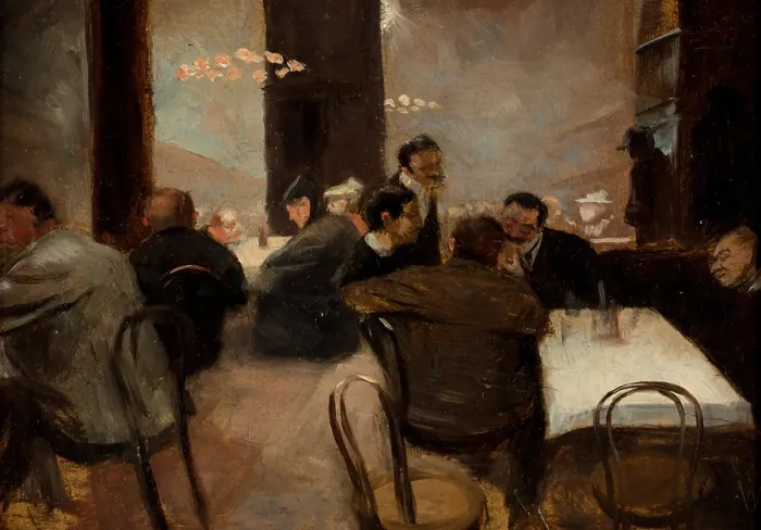 Framed Print : Evening in a Coffeehouse. Creator: Schneider-Didam, Wilhelm (1869-1928) Framed Print : Evening in a Coffeehouse. Creator: Schneider-Didam, Wilhelm (1869-1928)