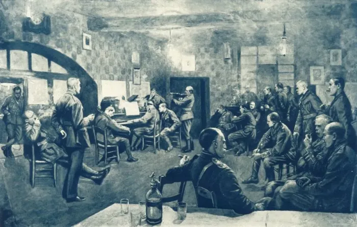 Framed Print : An Evening Concert in Officers Mess of the Artists Rifles, 1917. Creator: Unknown Framed Print : An Evening Concert in Officers Mess of the Artists Rifles, 1917. Creator: Unknown