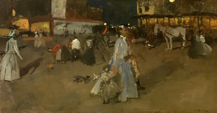 Framed Print : Evening on Dam Square in Amsterdam, 1890. Creator: George Hendrik Breitner Framed Print : Evening on Dam Square in Amsterdam, 1890. Creator: George Hendrik Breitner