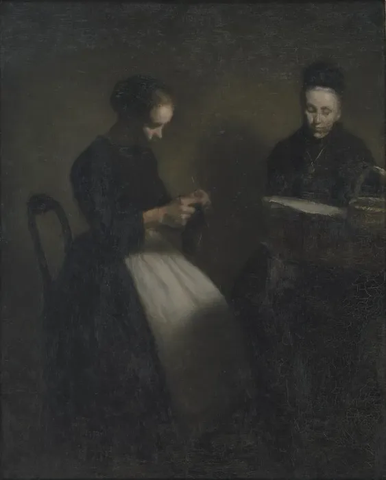 Framed Print : Evening in the Drawing Room. The Artist's Mother and Wife, 1891. Creator: Vilhelm Hammershøi Framed Print : Evening in the Drawing Room. The Artist's Mother and Wife, 1891. Creator: Vilhelm Hammershøi