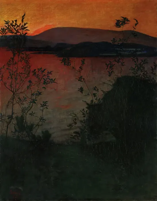 Framed Print : Evening Glow, 1893. Creator: Harald Sohlberg Framed Print : Evening Glow, 1893. Creator: Harald Sohlberg