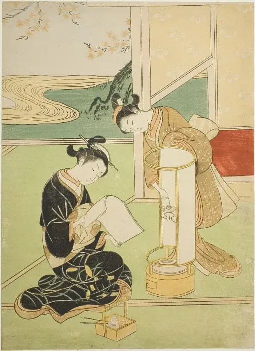 Framed Print : Evening Glow of a Lamp (Andon no sekisho), from the series Eight Views of the Parlor... c. 1766. Creator: Suzuki Harunobu. Evening Glow of a Lamp (Andon no sekisho), from the series Eight Views of the Parlor... c. 1766 Framed Print : Evening Glow of a Lamp (Andon no sekisho), from the series Eight Views of the Parlor... c. 1766. Creator: Suzuki Harunobu. Evening Glow of a Lamp (Andon no sekisho), from the series Eight Views of the Parlor... c. 1766