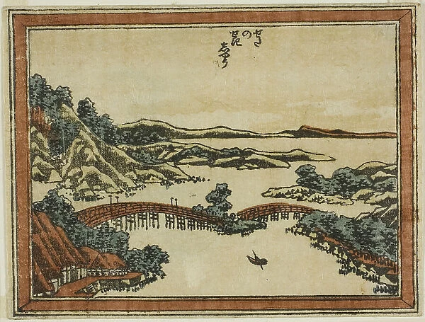Evening Glow at Seta (Seta no sekisho), from the series Eight Views of Omi in Etching... 1804 / 16. Creator: Hokusai