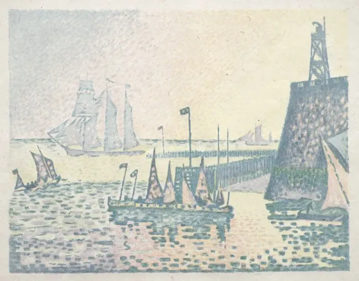Framed Print : Evening, The Jetty at Vlissingen, 1898. Creator: Paul Signac (French, 1863-1935)