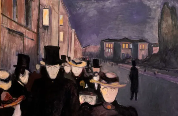 Framed Print : Evening on Karl Johan, 1892. Artist: Edvard Munch Framed Print : Evening on Karl Johan, 1892. Artist: Edvard Munch