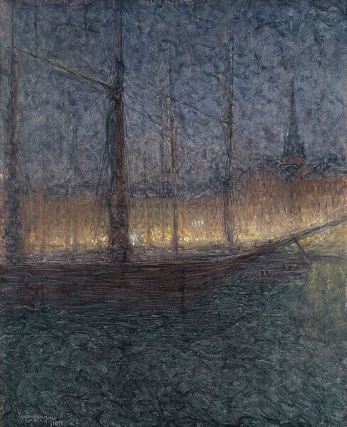 Evening in Kornhamnstorg, Stockholm, 1897. Creator: Eugène Jansson