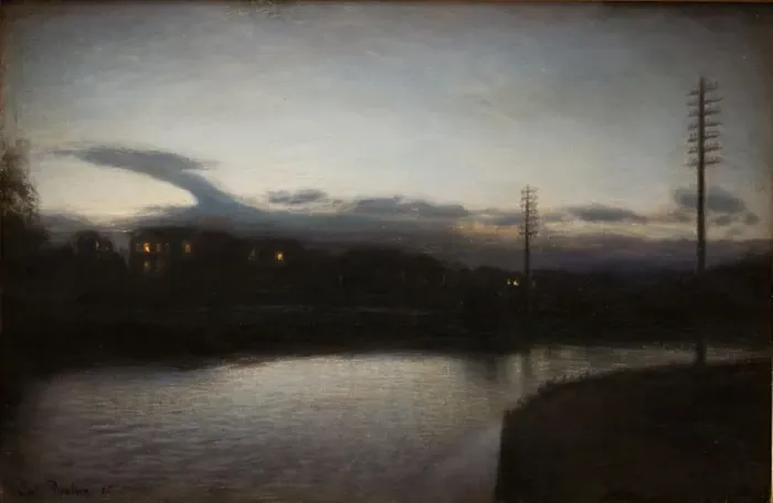 Framed Print : Evening Landscape, 1886. Creator: Julius Paulsen Framed Print : Evening Landscape, 1886. Creator: Julius Paulsen