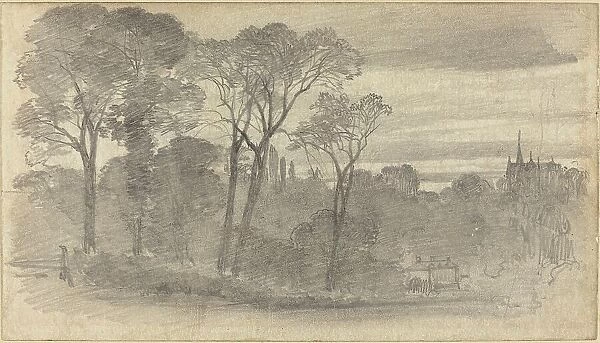 An Evening Landscape with a Distant Cathedral. Creator: Birket Foster