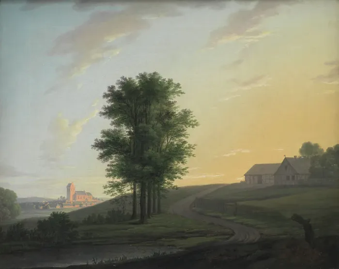 Framed Print : Evening Landscape near Gentofte, North of Copenhagen, 1764-1790. Creator: Erik Pauelsen Framed Print : Evening Landscape near Gentofte, North of Copenhagen, 1764-1790. Creator: Erik Pauelsen