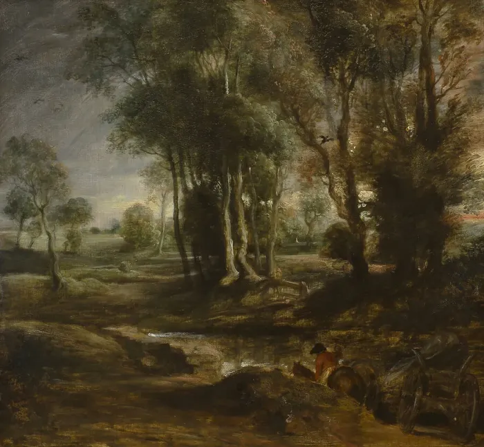 Framed Print : Evening Landscape with Timber Wagon, 1630-1640. Artist: Rubens, Pieter Paul (1577-1640) Framed Print : Evening Landscape with Timber Wagon, 1630-1640. Artist: Rubens, Pieter Paul (1577-1640)