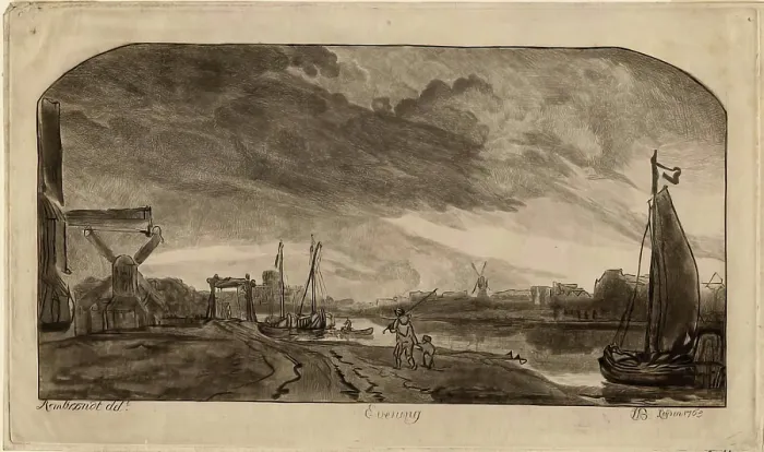 Framed Print : Evening, Leyden, (c1620s), 1765. Creator: William Baillie Framed Print : Evening, Leyden, (c1620s), 1765. Creator: William Baillie