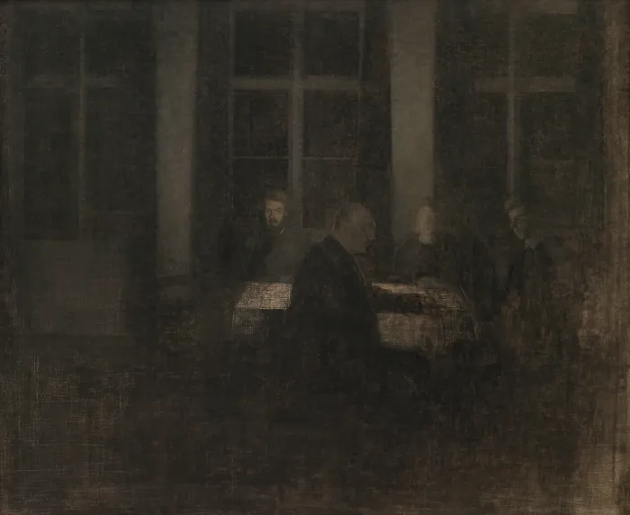 Framed Print : Evening in the living room, 1904. Creator: Hammershoi, Vilhelm (1864-1916)