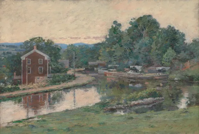 Framed Print : Evening at the Lock, Napanoch, New York, 1893. Creator: Theodore Robinson Framed Print : Evening at the Lock, Napanoch, New York, 1893. Creator: Theodore Robinson
