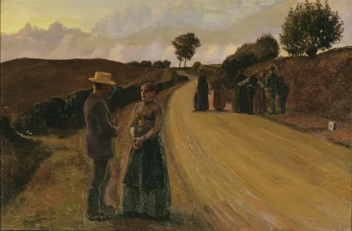 Framed Print : Evening Meeting on a Road, 1889. Creator: Fritz Syberg Framed Print : Evening Meeting on a Road, 1889. Creator: Fritz Syberg