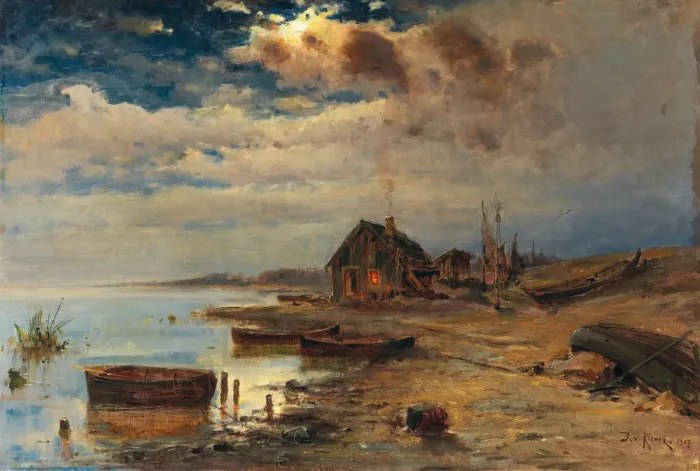 Framed Print : Evening Mood on the Baltic Sea Coast, 1907. Creator: Klever, Juli Julievich (Julius) von Framed Print : Evening Mood on the Baltic Sea Coast, 1907. Creator: Klever, Juli Julievich (Julius) von