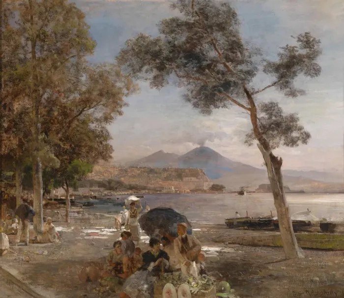 Framed Print : Evening mood at the Bay of Naples, 1888. Artist: Achenbach, Oswald (1827-1905) Framed Print : Evening mood at the Bay of Naples, 1888. Artist: Achenbach, Oswald (1827-1905)