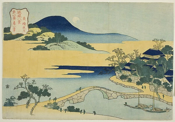 Evening Moon at Izumizaki (Izumizaki yagetsu), from the series 'Eight Views of the... c. 1832. Creator: Hokusai. Evening Moon at Izumizaki (Izumizaki yagetsu), from the series 'Eight Views of the... c. 1832. Creator: Hokusai