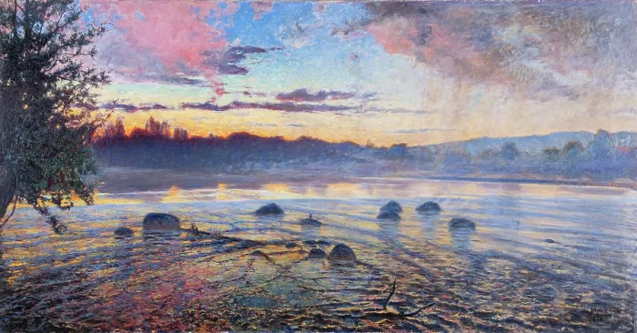 Framed Print : Evening at Motala strom, 1894. Creator: Fahlcrantz, Axel (1851-1925) Framed Print : Evening at Motala strom, 1894. Creator: Fahlcrantz, Axel (1851-1925)