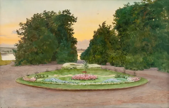 Framed Print : Evening in the park. Artist: Benois, Albert Nikolayevich (1852-1936) Framed Print : Evening in the park. Artist: Benois, Albert Nikolayevich (1852-1936)