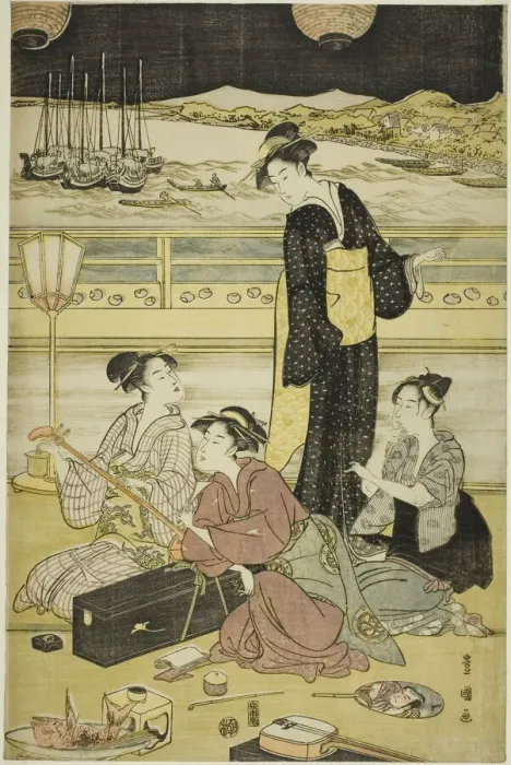 Framed Print : Evening party at Shinagawa, c. 1790. Creator: Utagawa Toyokuni I Framed Print : Evening party at Shinagawa, c. 1790. Creator: Utagawa Toyokuni I