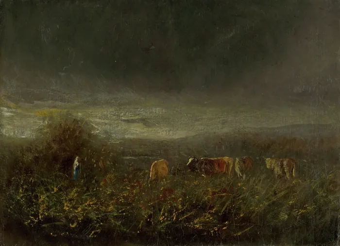 Framed Print : Evening at the Pasture, 1880-1885. Creator: Ladislav Mednyanszky Framed Print : Evening at the Pasture, 1880-1885. Creator: Ladislav Mednyanszky
