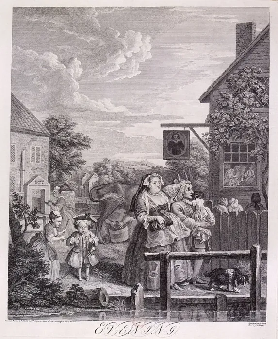 Framed Print : Evening, plate III from Times of Day, 1738. Artist: Bernard Baron Framed Print : Evening, plate III from Times of Day, 1738. Artist: Bernard Baron