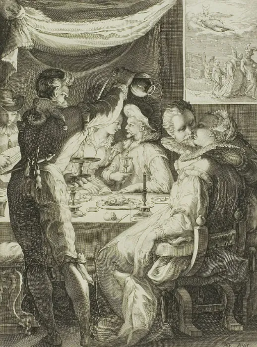 Framed Print : Evening, plate two from Four Times of Day, c.1595. Creator: Jan Saenredam