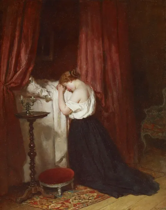 Framed Print : Evening Prayer, 1863-1864. Creator: Antoine Emile Plassan Framed Print : Evening Prayer, 1863-1864. Creator: Antoine Emile Plassan