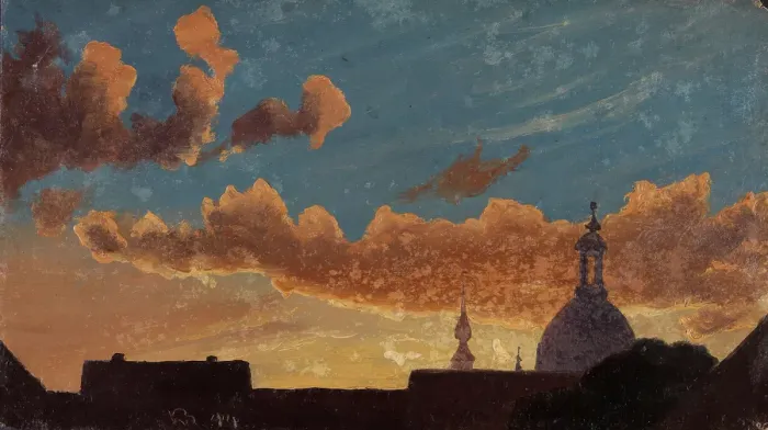 Framed Print : Evening Sky over Dresden, 1844. Creator: Knud Baade