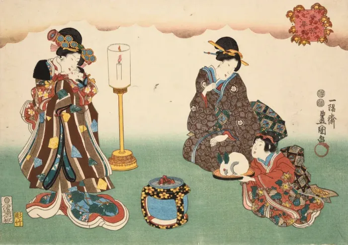 Framed Print : Evening Snow (Bo-setsu), from the series, Eight Figural Views'(Sugata Hakkei) Framed Print : Evening Snow (Bo-setsu), from the series, Eight Figural Views'(Sugata Hakkei)