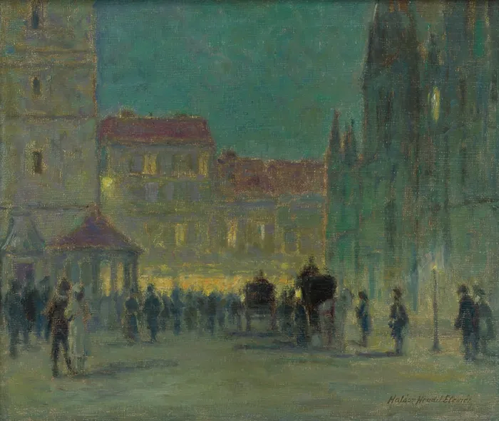 Framed Print : Evening in front of the St. Elisabeth Cathedral, around 1943. Creator: Elemir Halasz-Hradil Framed Print : Evening in front of the St. Elisabeth Cathedral, around 1943. Creator: Elemir Halasz-Hradil