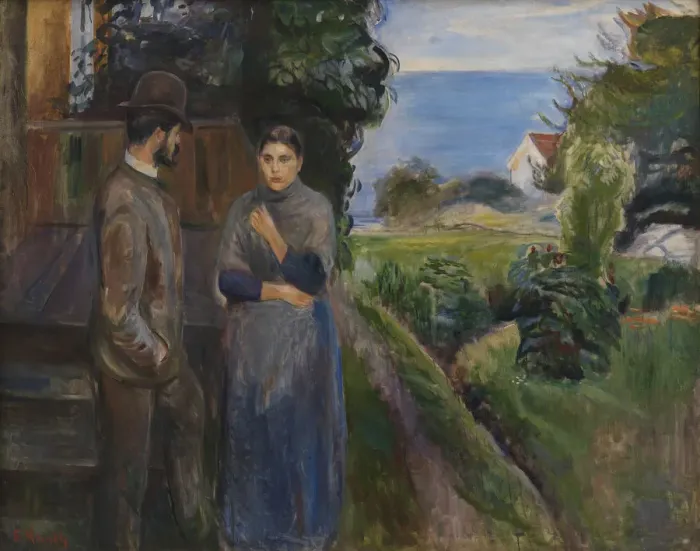 Framed Print : Evening Talk, 1889. Creator: Munch, Edvard (1863-1944) Framed Print : Evening Talk, 1889. Creator: Munch, Edvard (1863-1944)