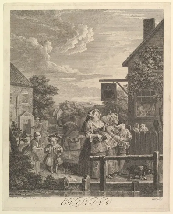 Framed Print : Evening (The Four Times of Day), March 25, 1738. Creator: William Hogarth Framed Print : Evening (The Four Times of Day), March 25, 1738. Creator: William Hogarth