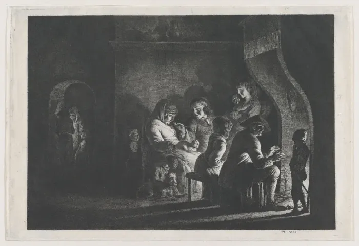 Framed Print : Evening in the Village, 1800. Creator: Jean-Jacques de Boissieu Framed Print : Evening in the Village, 1800. Creator: Jean-Jacques de Boissieu