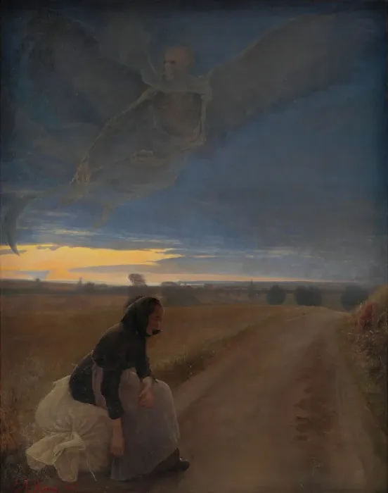 Framed Print : Evening;Evening. Death and the Old Woman, 1887. Creator: Laurits Andersen Ring Framed Print : Evening;Evening. Death and the Old Woman, 1887. Creator: Laurits Andersen Ring