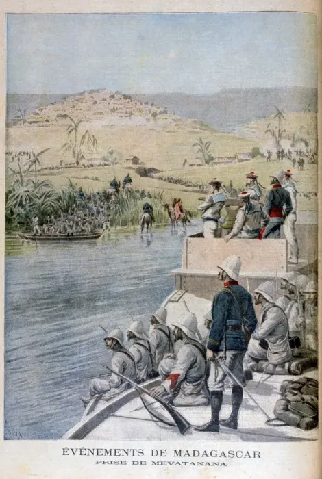 Framed Print : Events in Madagascar: The Capture of Mevatanana, 1895. Artist: Henri Meyer Framed Print : Events in Madagascar: The Capture of Mevatanana, 1895. Artist: Henri Meyer
