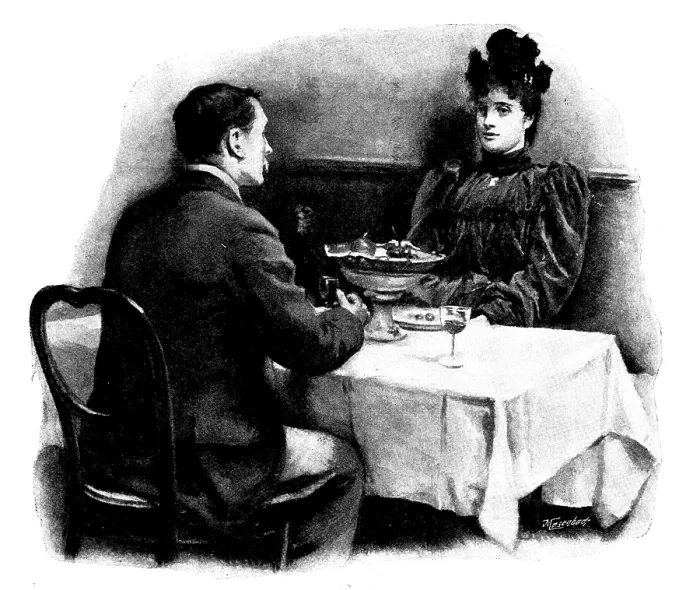 Framed Print : Eve's Ransom... Well, what do you aim at?' Hilliard asked disinterestedly, 1895. Creator: George Meisenbach. Eve's Ransom Framed Print : Eve's Ransom... Well, what do you aim at?' Hilliard asked disinterestedly, 1895. Creator: George Meisenbach. Eve's Ransom