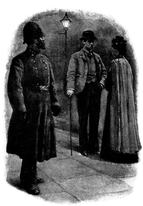 Framed Print : Eve's Ransom...A policeman passing threw a glance at them, 1895. Creator: George Meisenbach. Eve's Ransom...A policeman passing threw a glance at them, 1895 Framed Print : Eve's Ransom...A policeman passing threw a glance at them, 1895. Creator: George Meisenbach. Eve's Ransom...A policeman passing threw a glance at them, 1895