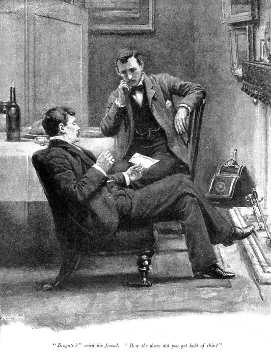 Framed Print : Eve's Ransom...'Dengate?' cried his friend. 'How the deuce did you get hold of this?' 1895 Framed Print : Eve's Ransom...'Dengate?' cried his friend. 'How the deuce did you get hold of this?' 1895