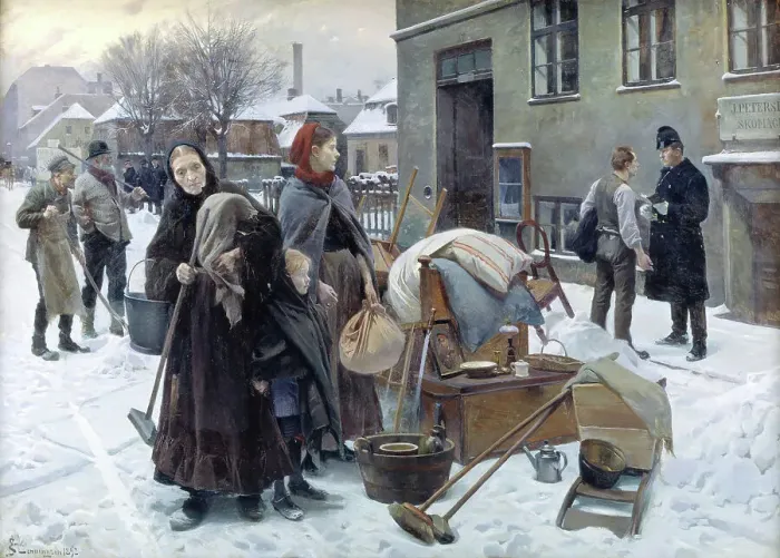 Framed Print : Evicted Tenants, 1892. Creator: Erik Henningsen Framed Print : Evicted Tenants, 1892. Creator: Erik Henningsen